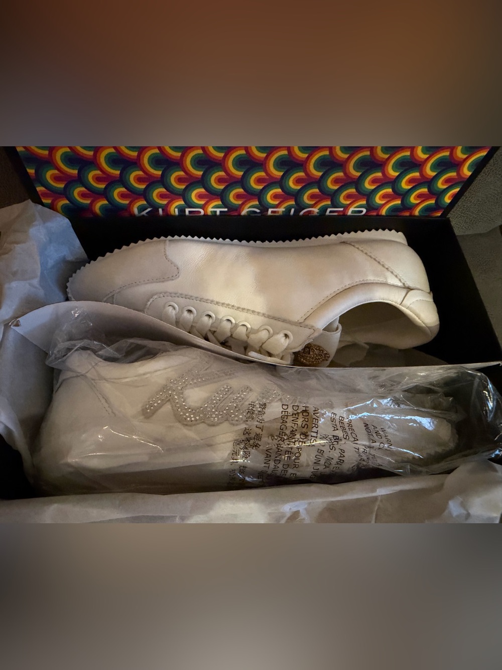 Kurt Geiger White Platform-Trim Sneakers